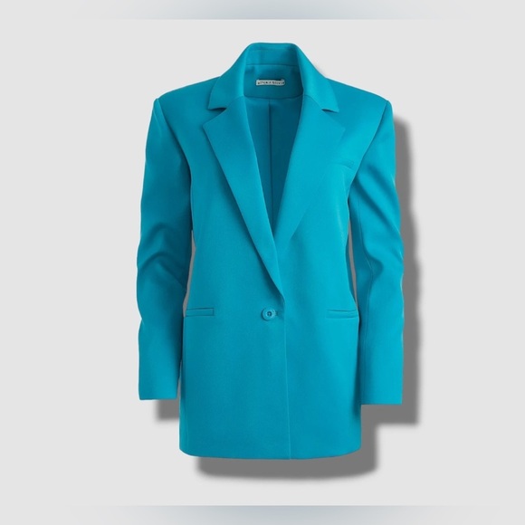 Alice + Olivia Women's Blue Shan Solid Oversized Blazer Jacket Coat Size 0 - Picture 3 of 6